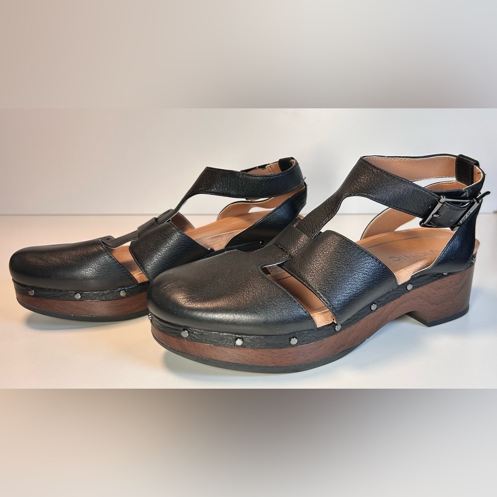 Vionic Faye Clog Size 7 Leather T-Strap Comfort Arch Support EUC - Picture 5 of 9